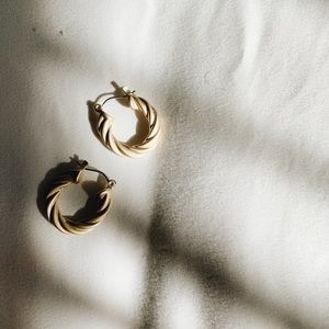 Gold twisted chunky vintage style hoop earrings